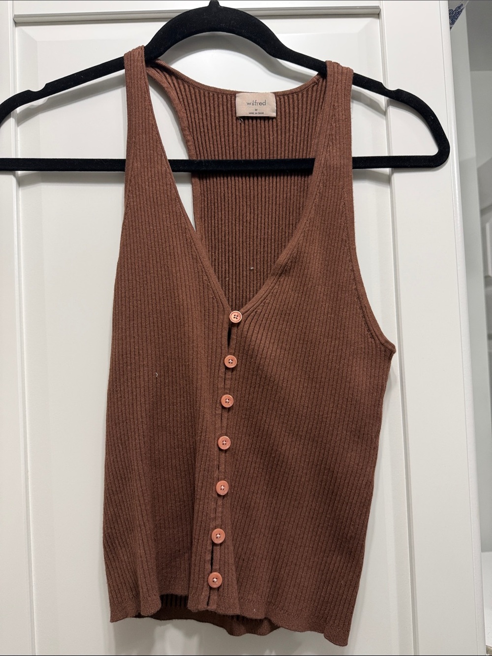 Wilfred Brown Ribbed Button Tank